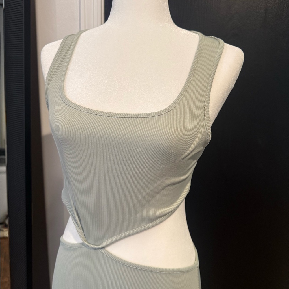 Sleek Cutout Tank Maxi Dress in Light Sage - Picture 2 of 3
